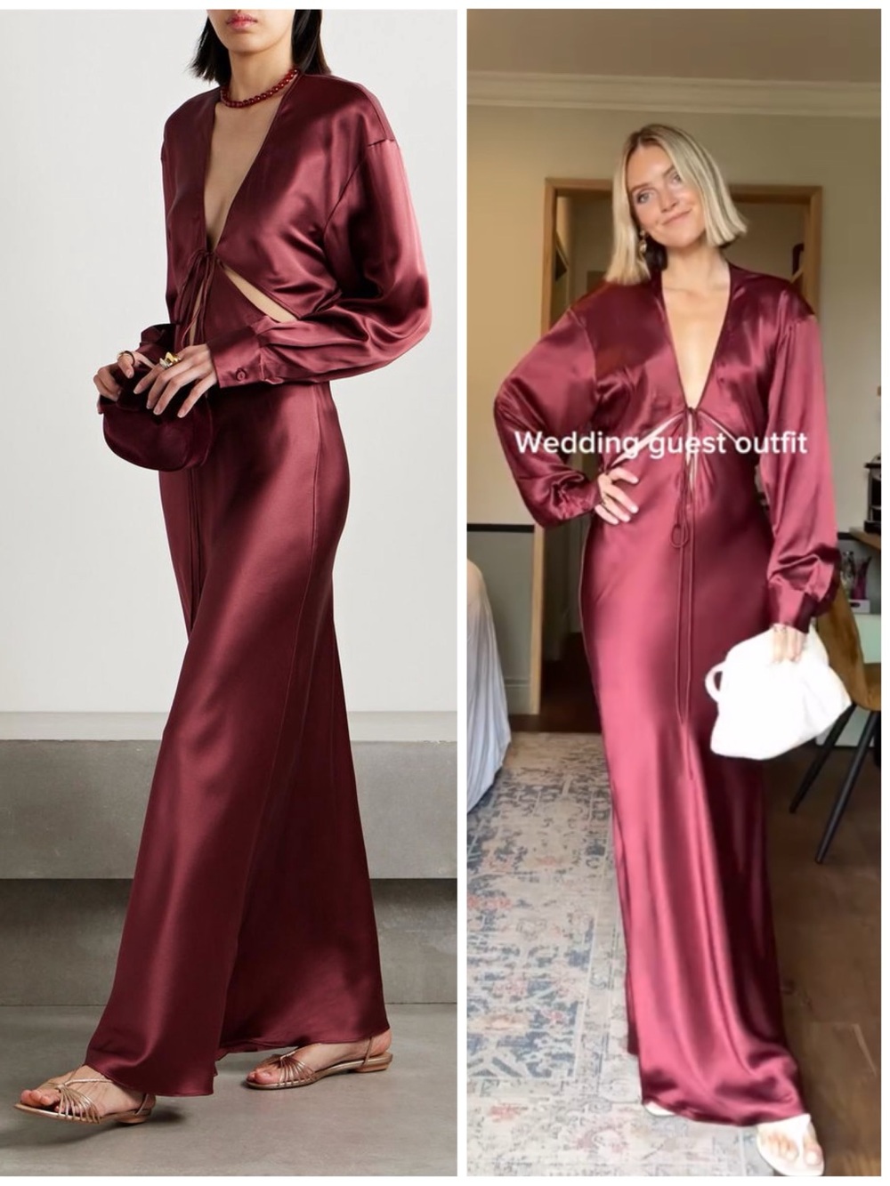 NWT Christopher Esber Triquetra Cutout Silk-Satin Maxi Dress Dark Red Women’s 6